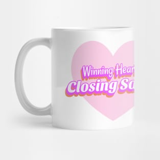 Winning Hearts, Closing Sales. T-Shirt for salesman, car salesman, insurance salesman, salesperson, retail salesperson, real estate salesperson as a gift, fun barbie styled Mug